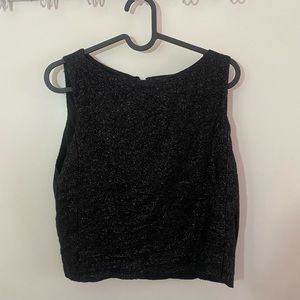 Alice and Olivia black sparkly crop top